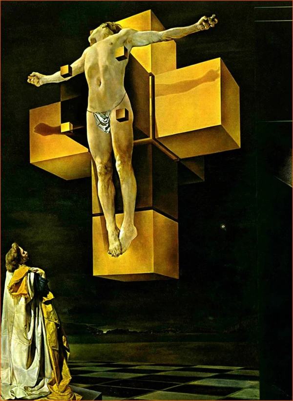 Salvador Dali, Corpus Hypercubus, 1954. Christ crucified on an unfolded four-dimensional tesseract.